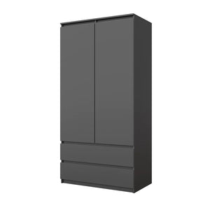 JOELLE - Kleiderschrank mit 2 Türen und 2 Schubladen -  Anthrazit H180cm B90cm T50cm
