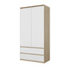 JOELLE - Kleiderschrank mit 2 Türen und 2 Schubladen -  Sonoma Eiche / Weiß Matt H180cm B90cm T50cm