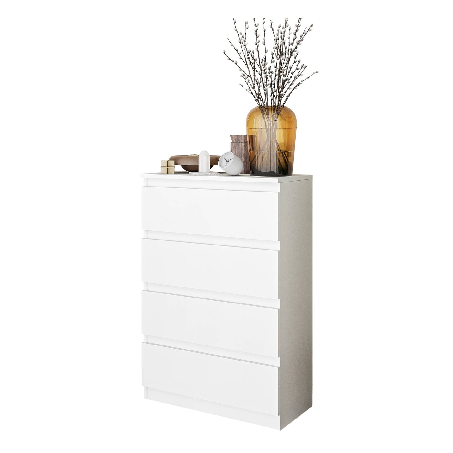 GABRIEL - Kommode / Sideboard mit 4 Schubladen - Weiß Matt H92cm B60cm T33cm