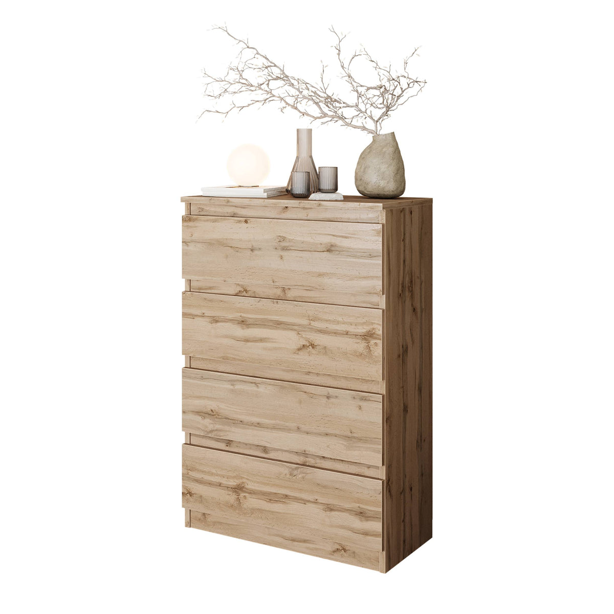 Kommode 60 cm GABRIEL, 4 Schubladen, Wotan – Furnica