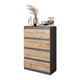 GABRIEL - Kommode / Sideboard mit 4 Schubladen - Anthrazit Grau / Wotan Eiche H92cm B60cm T33cm