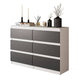 GABRIEL - Kommode / Sideboard mit 6 Schubladen - Weiß Matt / Anthrazit H71cm B100cm TD33cm