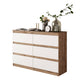 GABRIEL - Kommode / Sideboard mit 6 Schubladen - Wotan Eiche / Weiß Matt H71cm B100cm TD33cm