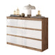GABRIEL - Kommode / Sideboard mit 6 Schubladen - Wotan Eiche / Weiß Gloss H71cm B100cm TD33cm