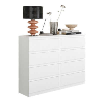 GABRIEL - Kommode / Sideboard mit 8 Schubladen - Weiß Matt H92cm B120cm T33cm