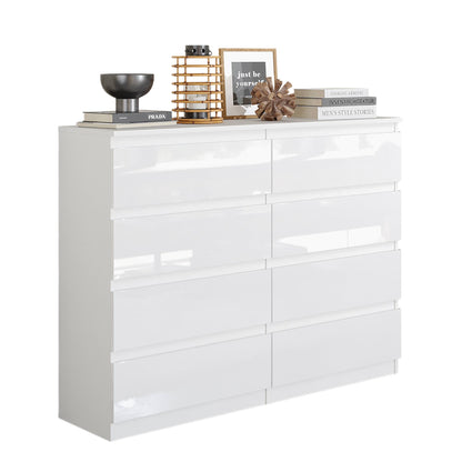 GABRIEL - Kommode / Sideboard mit 8 Schubladen - Weiß Gloss H92cm B120cm T33cm