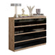 GABRIEL - Kommode / Sideboard mit 8 Schubladen - Wotan Eiche / Schwarz Gloss H92cm B120cm T33cm