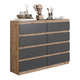 GABRIEL - Kommode / Sideboard mit 8 Schubladen - Wotan Eiche / Anthrazit H92cm B120cm T33cm