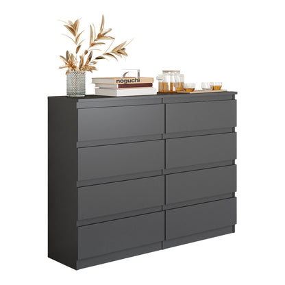 GABRIEL - Kommode / Sideboard mit 8 Schubladen - Anthrazit H92cm B120cm T33cm