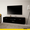JANE - TV Schrank mit 2 Türen und 1 Regal - Wenge H36cm B160cm T41cm