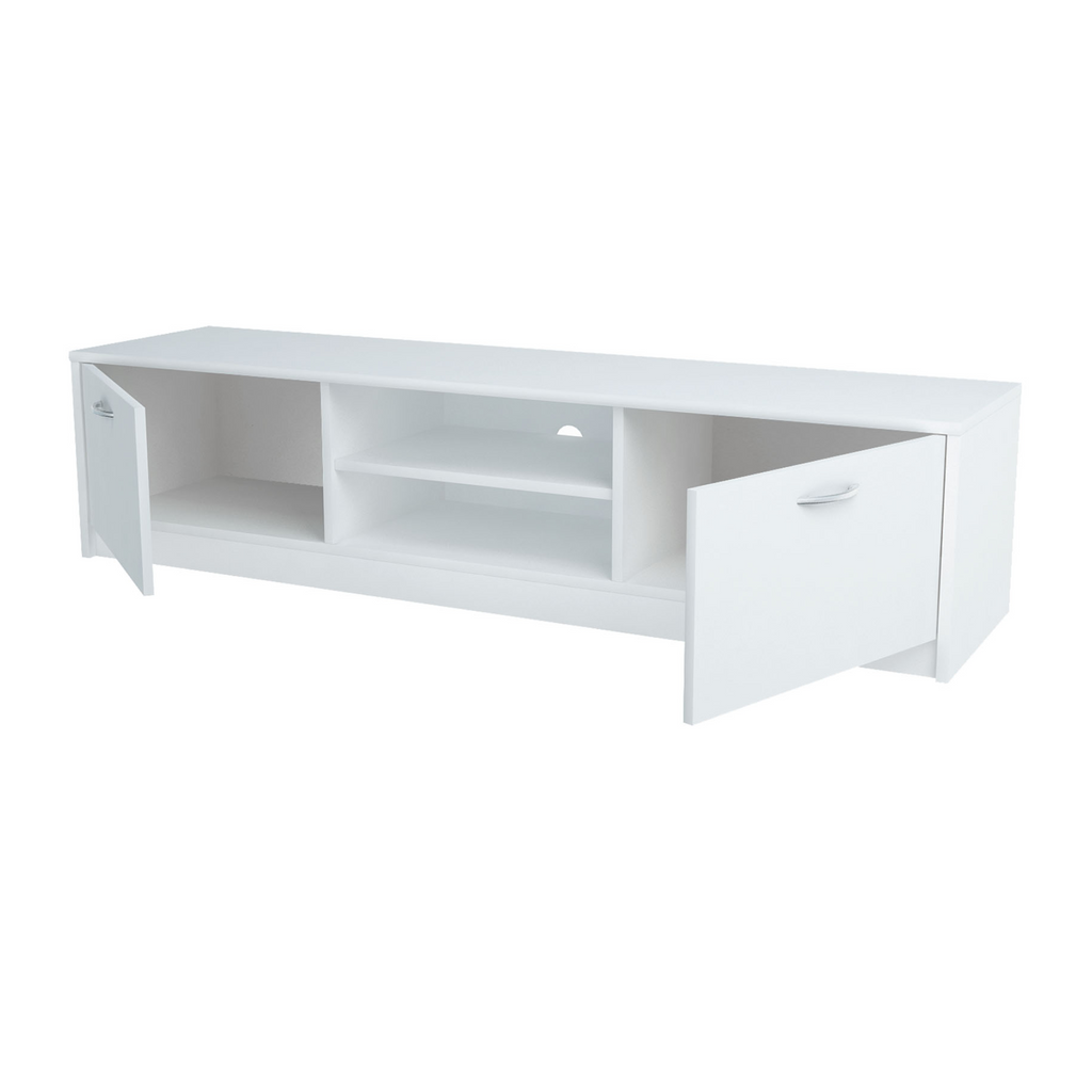 JANE - TV Schrank mit 2 Türen und 1 Regal - Weiß Matt H36cm B160cm T41cm