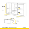 MIKEL - Kommode / Sideboard mit 3 Schubladen und 2 Türen - Weiß Matt / Sonoma Eiche H75cm B120cm T35cm