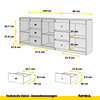 MIKEL - Kommode mit 6 Schubladen und 3 Türen - Schlafzimmer Kommode Aufbewahrung Schrank Sideboard - Weiß Matt / Weiß Matt H75cm B200cm T35cm