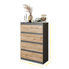 GABRIEL - Kommode / Sideboard mit 4 Schubladen - Anthrazit Grau / Wotan Eiche H92cm B60cm T33cm