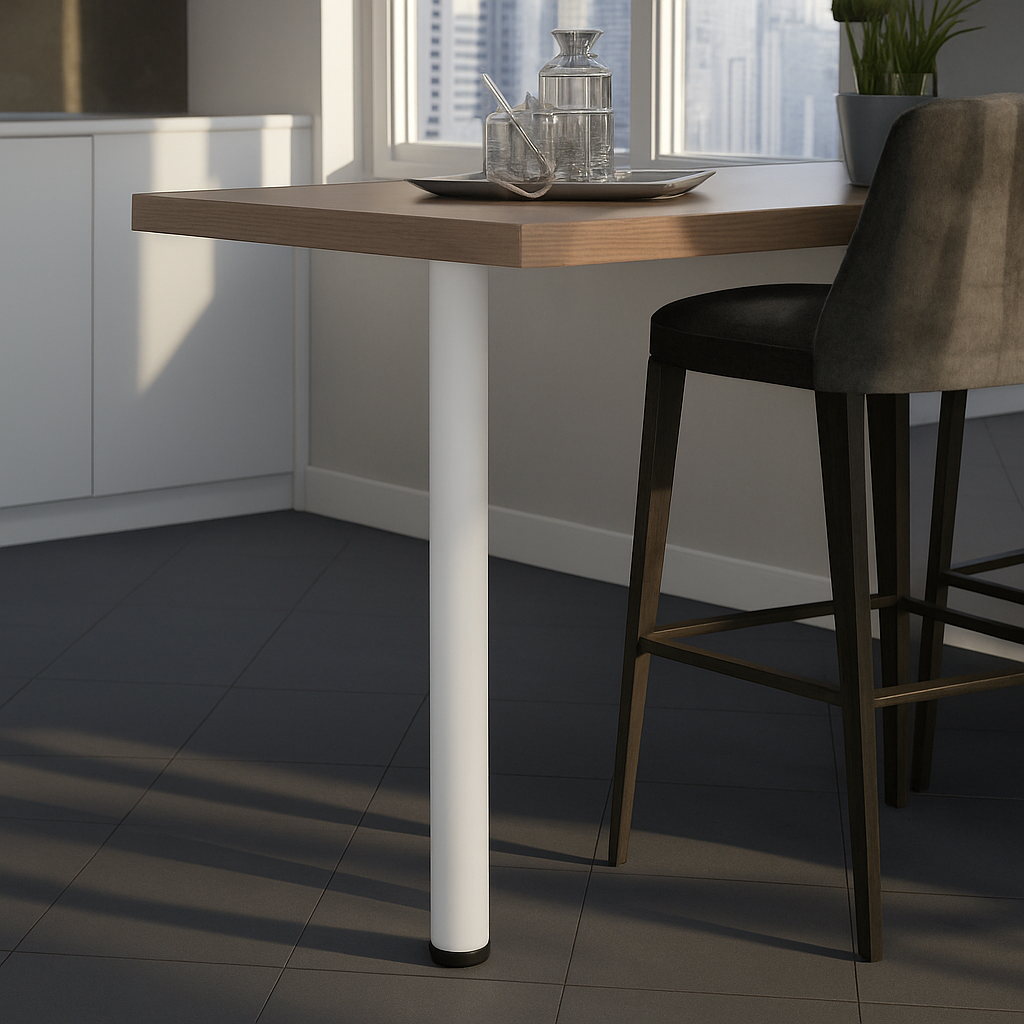 Tischbein 71 cm hoch - ZnAl Montageplatte - Weiss