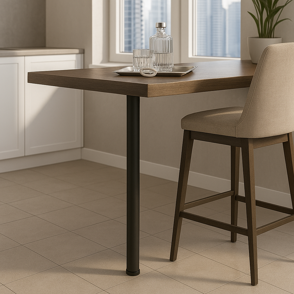 Tischbein 71 cm hoch - ZnAl Montageplatte - Schwarz