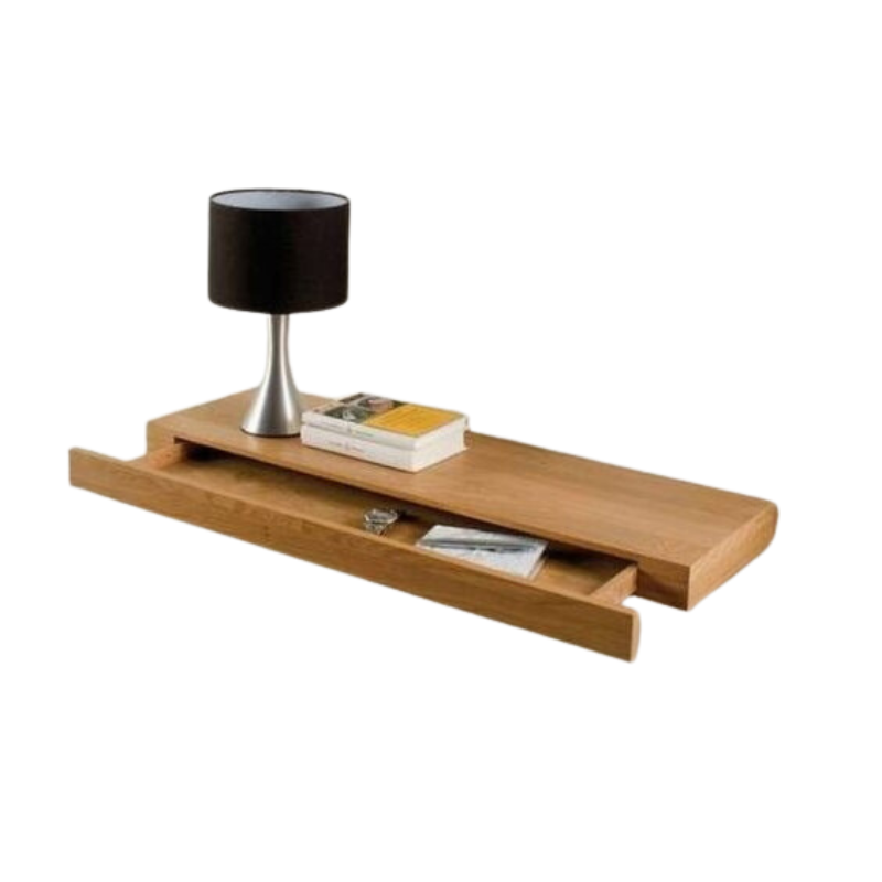 Wandregal mit Verdeckter Schublade - Eiche - 80cm