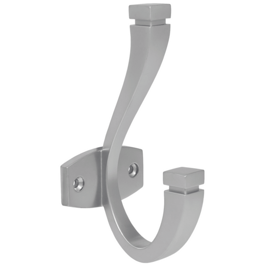 Doppelter Hut- und Mantelhaken - 128 mm - Silber