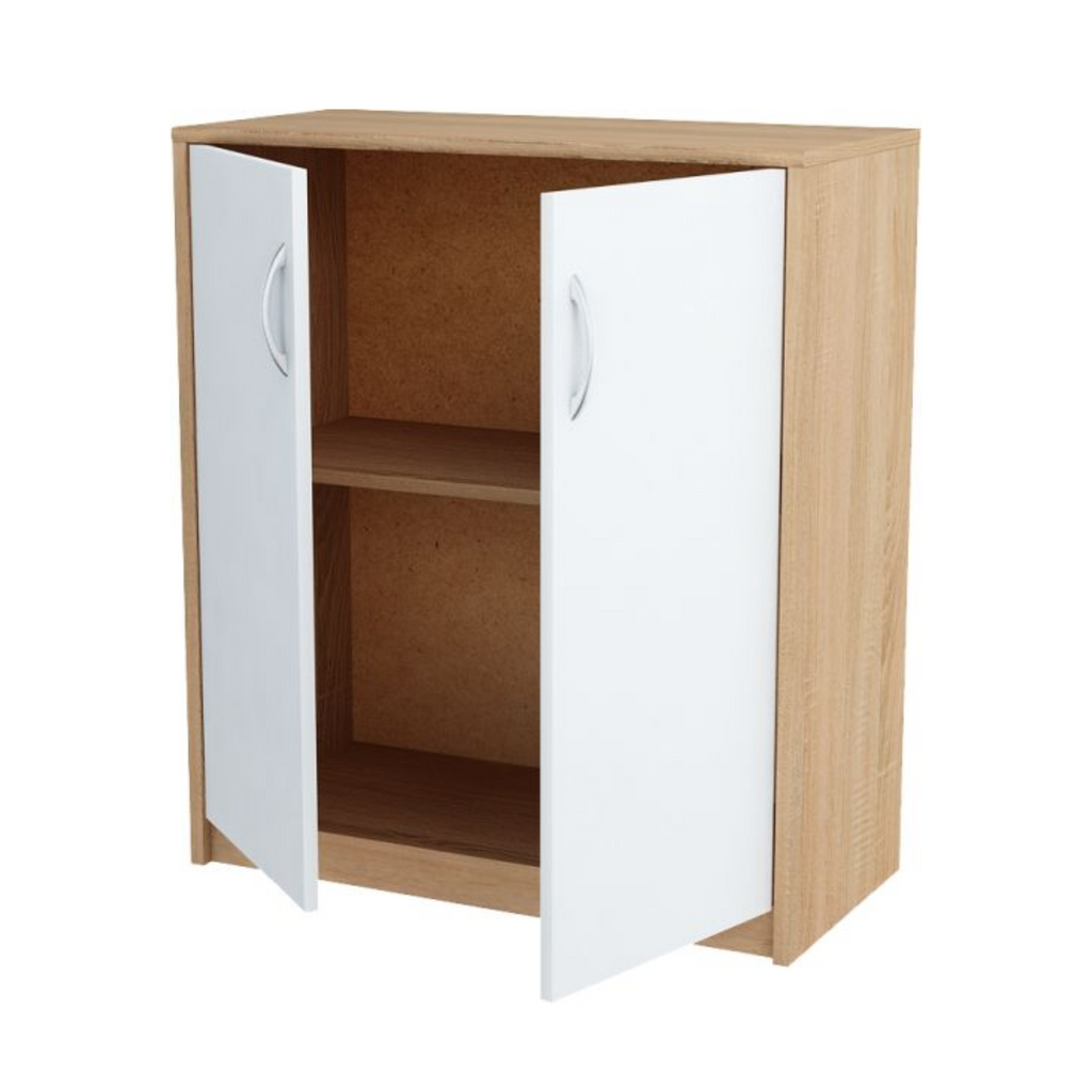 JULIA - Unterschrank mit Regalen - 2 Türen - Sonoma Eiche / Weiß Matt H85cm B74cm T35cm