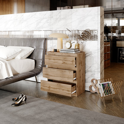 GABRIEL - Nachttisch / Nachtschrank mit 3 Schubladen -  Wotan Eiche - H72cm B60cm T33cm