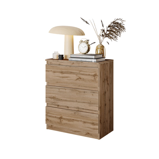 GABRIEL - Nachttisch / Nachtschrank mit 3 Schubladen -  Wotan Eiche - H72cm B60cm T33cm