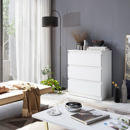 GABRIEL - Kommode / Sideboard mit 3 Schubladen - Weiß Matt H72cm B60cm T33cm