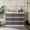 GABRIEL - Kommode / Sideboard mit 6 Schubladen - Weiß Matt / Anthrazit H71cm B100cm TD33cm