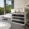 GABRIEL - Kommode / Sideboard mit 6 Schubladen - Weiß Matt / Schwarz Gloss H71cm B100cm T33cm