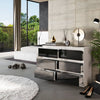 GABRIEL - Kommode / Sideboard mit 6 Schubladen - Weiß Matt / Schwarz Gloss H71cm B100cm T33cm