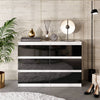 GABRIEL - Kommode / Sideboard mit 6 Schubladen - Weiß Matt / Schwarz Gloss H71cm B100cm T33cm