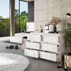 GABRIEL - Kommode / Sideboard mit 6 Schubladen - Weiß Matt / Weiß Gloss H71cm B100cm T33cm
