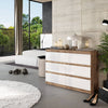 GABRIEL - Kommode / Sideboard mit 6 Schubladen - Wotan Eiche / Weiß Gloss H71cm B100cm TD33cm