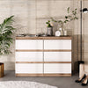 GABRIEL - Kommode / Sideboard mit 6 Schubladen - Wotan Eiche / Weiß Matt H71cm B100cm TD33cm
