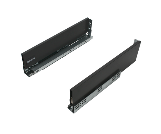 1 Satz Soft-Close Schubladensystem, MITTEL - SLIM, H: 121mm, Schwarz