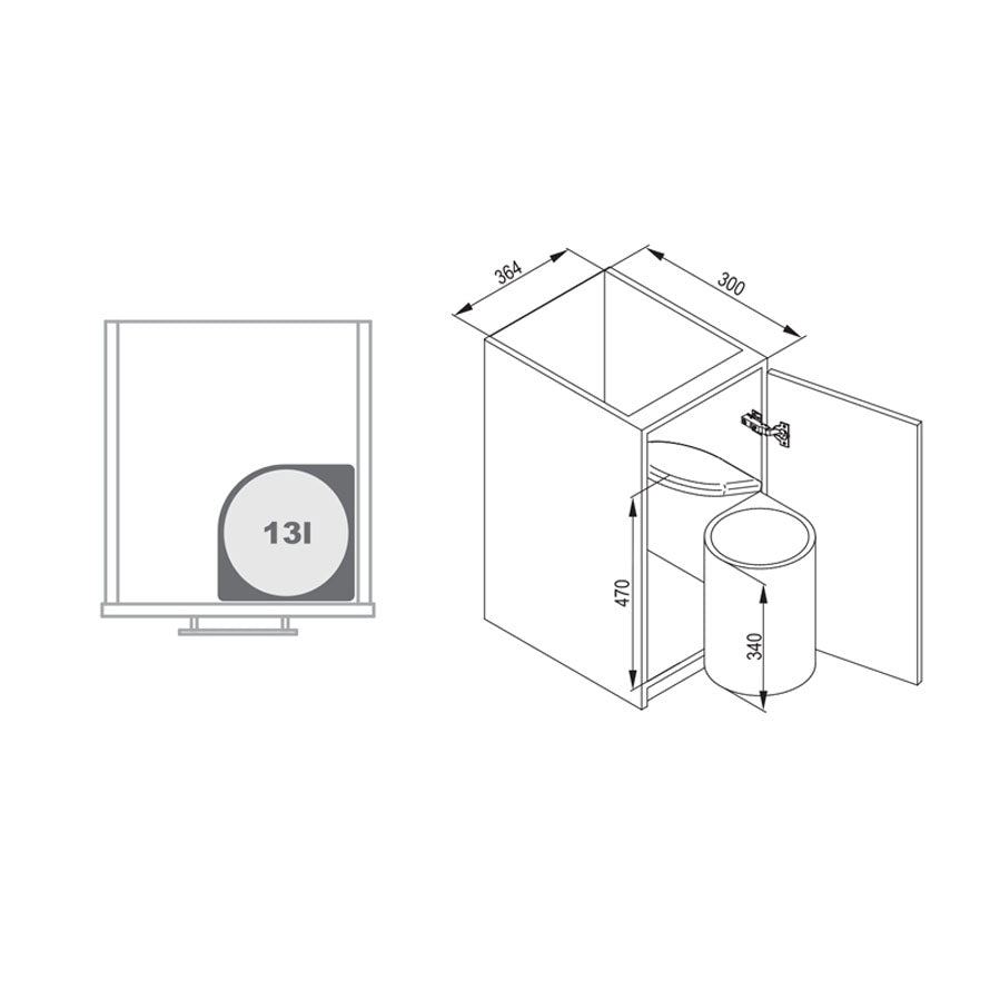 Abfalleimer AUTOMAT 270 für 450mm Schrank - Grau