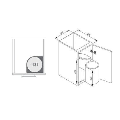 Abfalleimer AUTOMAT 270 für 450mm Schrank - Grau