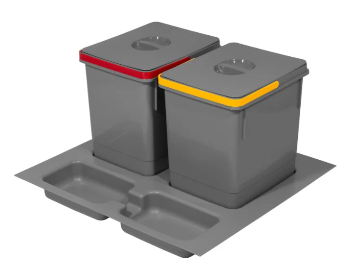 Abfalltrennsystem für 600mm Schrank - 2x15L - Anthrazit