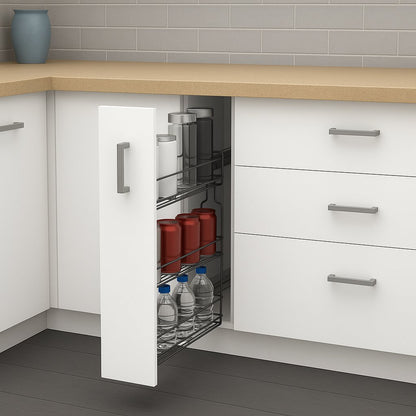 Apothekerauszug 15 cm – 3 Einlegeböden, Chrom– Schmaler Küchenschrank Auszug