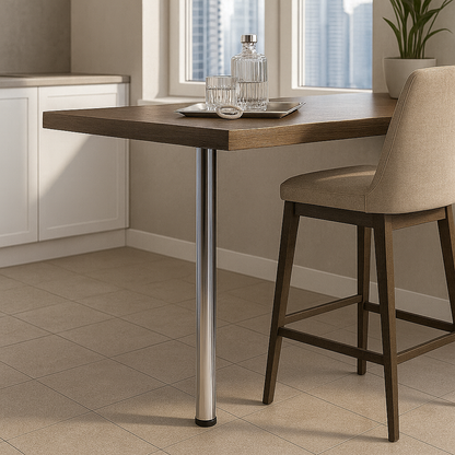 Tischbein 71 cm hoch - ZnAl Montageplatte - Gebürsteter Edelstahl