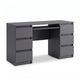 CUBA - Schreibtisch mit 6 Schubladen und Tastaturablage 130cm - Anthrazit Grau – Furnica