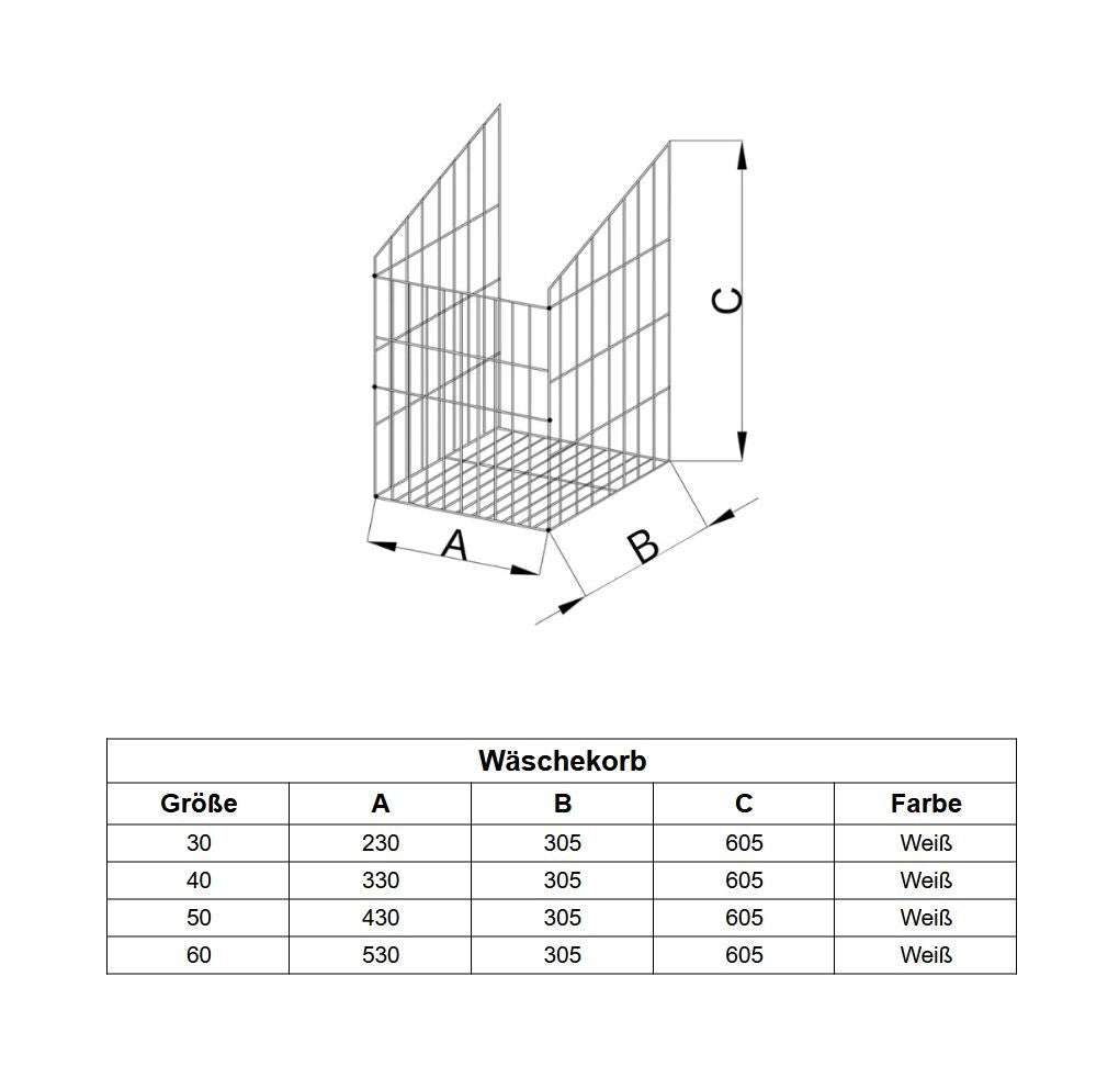 Faltbarer Wäschekorb 40cm - Weiß