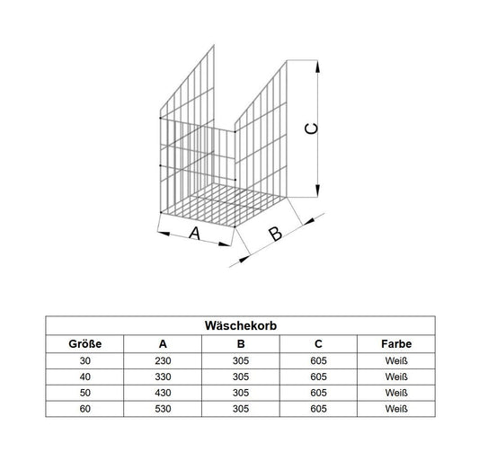 Faltbarer Wäschekorb 40cm - Weiß