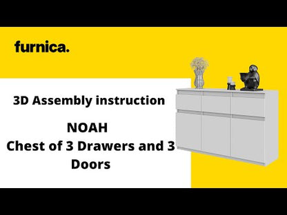 NOAH - Kommode / Sideboard mit 3 Schubladen und 3 Türen - Wotan Eiche H75cm B120cm T35cm