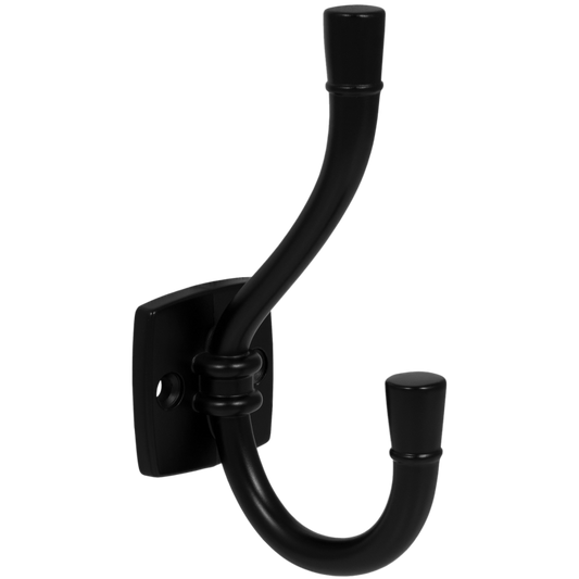 Doppelter Hut- und Mantelhaken - 115 mm - Schwarz
