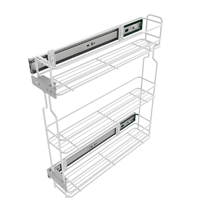 Apothekerauszug 20 cm – 3 Einlegeböden, Weiß – Schmaler Küchenschrank Auszug