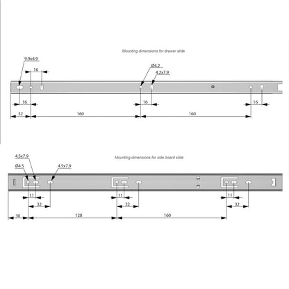 1 Satz Kugelführung Schubladenschienen, H27 Furnica 