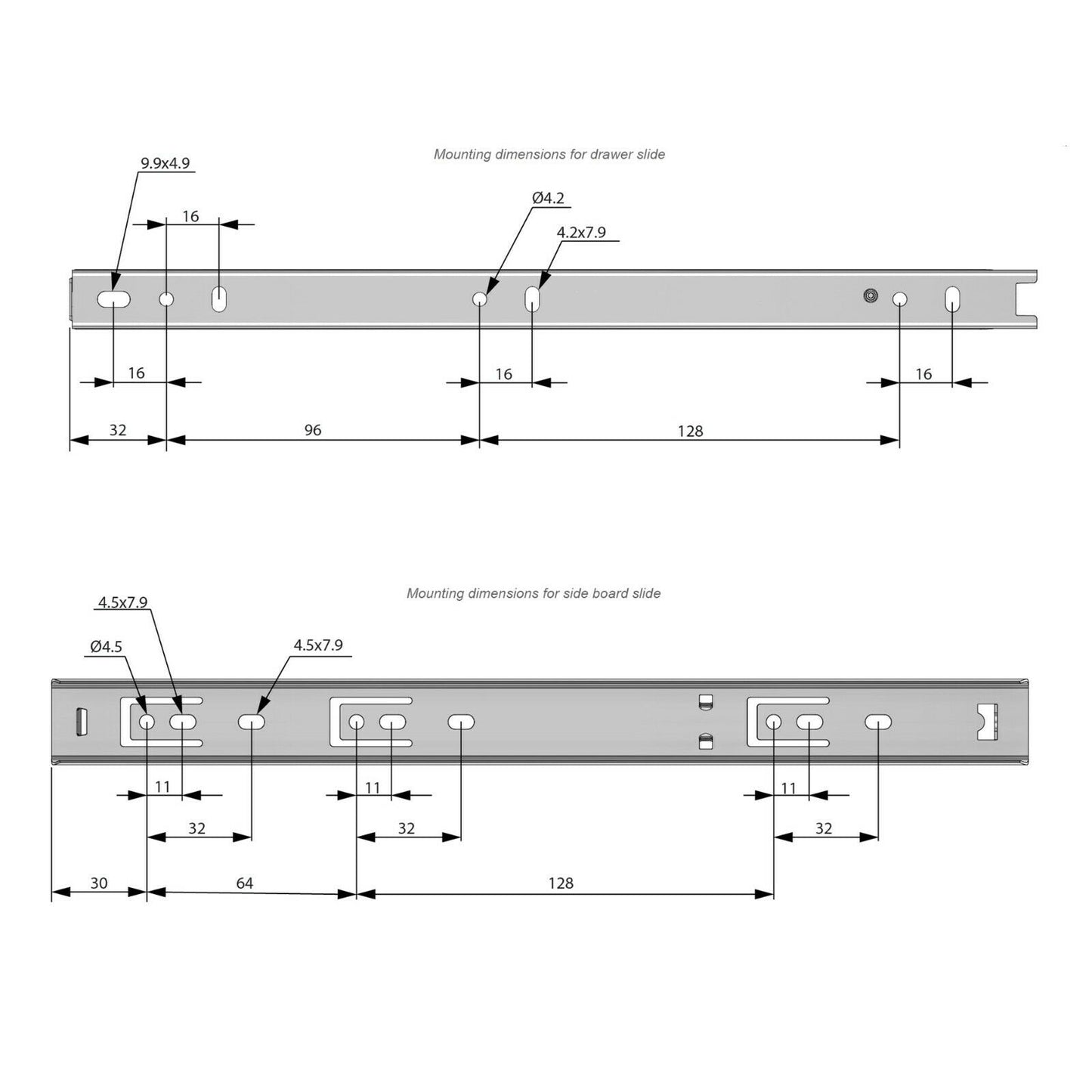 1 Satz Kugelführung Schubladenschienen, H27 Furnica 