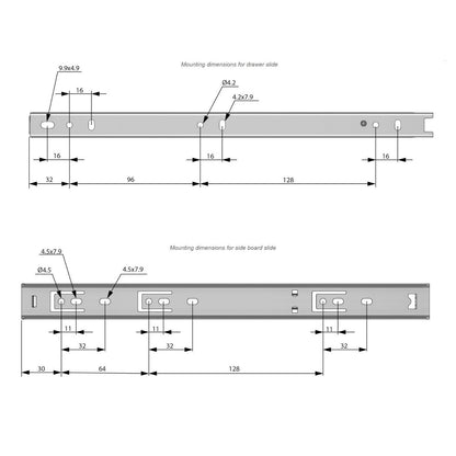 1 Satz Kugelführung Schubladenschienen, H27 Furnica 