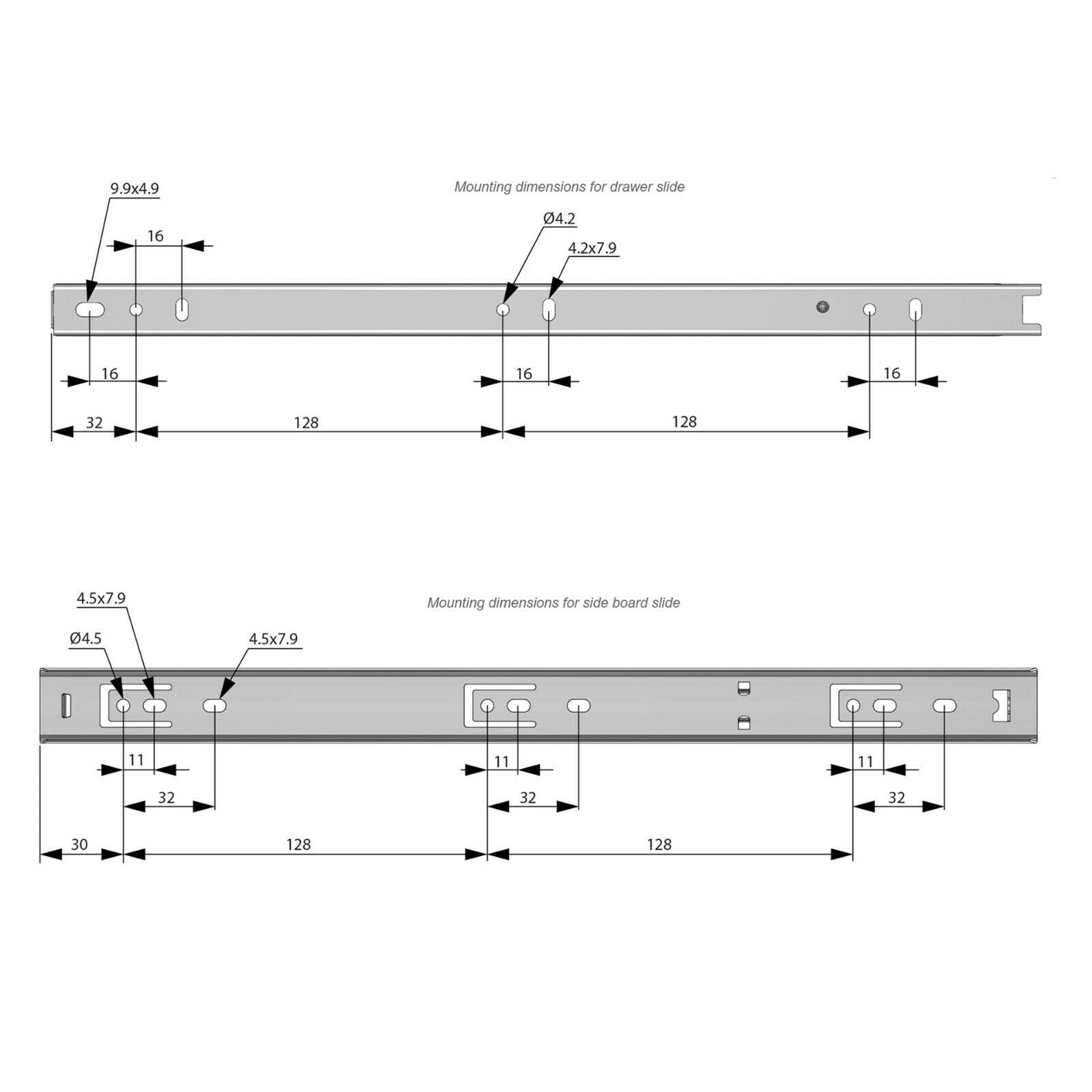 1 Satz Kugelführung Schubladenschienen, H27 Furnica 