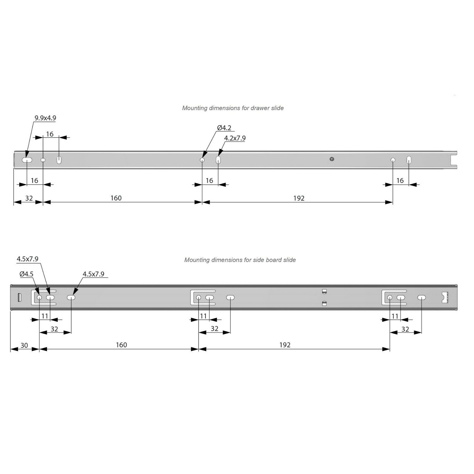 1 Satz Kugelführung Schubladenschienen, H27 Furnica 